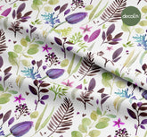 Soft Renk Yaprak Lale Çiçek Desenli Dijital Baskılı Kumaş